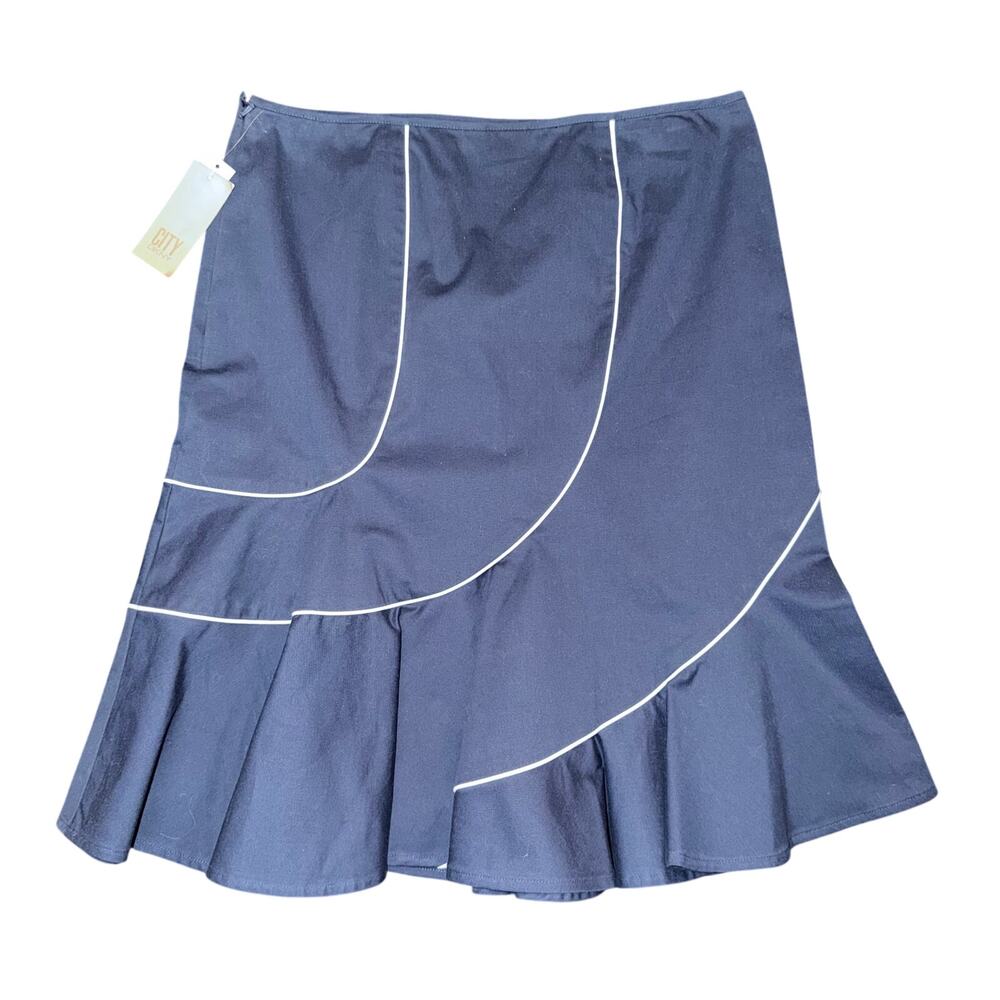 City DKNY Piping Flared Ruffle Hem Skirt Vintage NWT 6 Preppy Coquette Casual